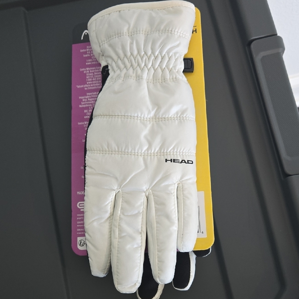 HEAD White Women's Ski Gloves with Quilted Detail